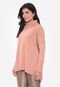 Blusa Maxi Pull Poncho Gola Alta Oversized Pink Tricot Mousse Feminino Inverno Nude - Marca Pink Tricot