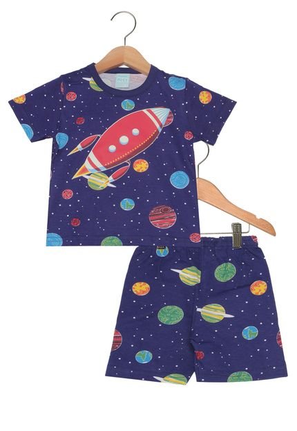 Pijama Kyly  Planeta Infantil Azul - Marca Kyly