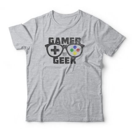 Camiseta Gamer Geek - Mescla Cinza - Marca Studio Geek 