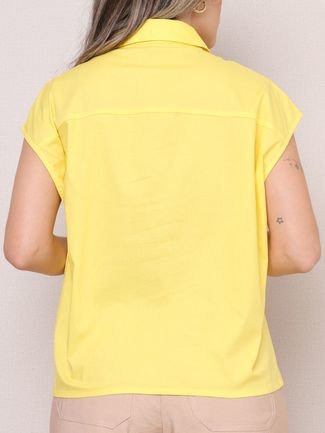 Camisa Alfaiataria Regata Ombro Deslocado Tricoline Amarelo