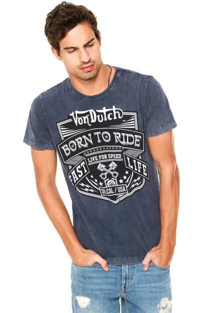Camiseta Von Dutch Born To Ride Azul - Marca Von Dutch 