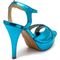 Sandália Tamanco Plataforma Salto Alto Fino Em Azul Serenity Metalizado - Marca Carolla Shoes