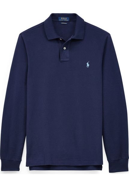 Camisa Polo Polo Ralph Lauren Custom Slim Fit Azul-Marinho - Marca Polo Ralph Lauren