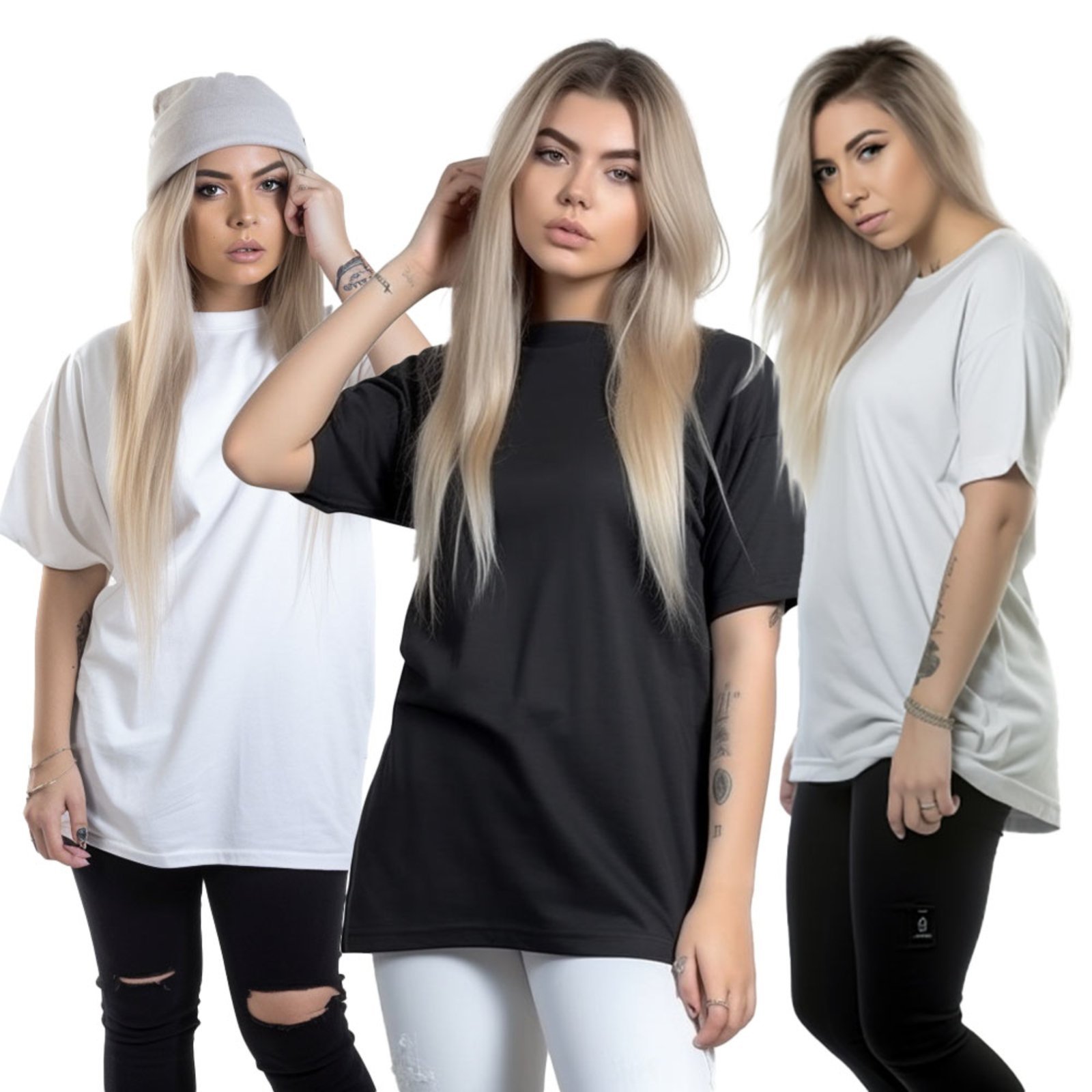 3 Camisetas Oversized Feminina Plus Size Largão Manga 3/4 Grande - Marca Alikids