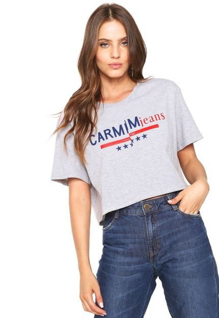 Camiseta Cropped Carmim Estampada Cinza - Marca Carmim