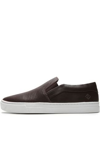 Slip On Couro Forum Perfuros Marrom