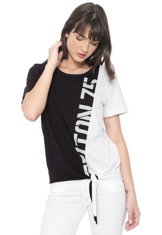 Camiseta Triton Lettering Amarração Preta/Branca