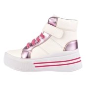 Tênis Cano Alto Menina Bota La Kids Branco/Rosa - Marca LA KIDS