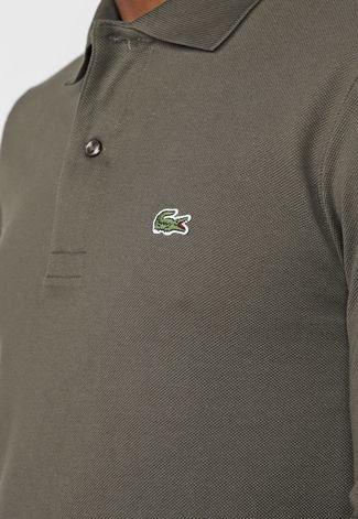 Camisa Polo Lacoste Reta Logo Verde