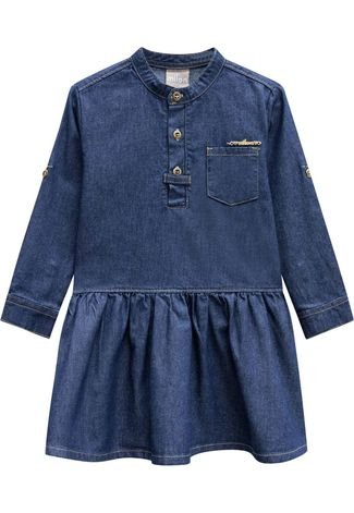 Vestido Milon Infantil Bolso Azul
