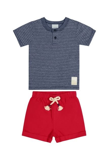Conjunto para Bebê Menino com Camiseta e Bermuda Quimby Azul Marinho - Marca Quimby