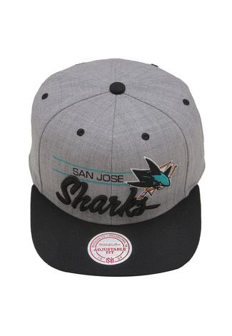 Boné Mitchell & Ness Snapback City Bar Scri San Jose Sharks Cinza/Preto