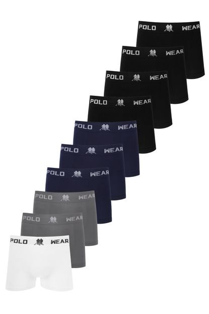 Kit 10 Cuecas Masculinas Boxer Microfibra Lisa Polo Wear Sortido - Marca Polo Wear