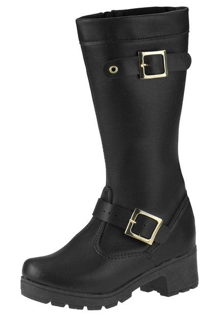 Bota Montaria Fivelas Menina Fashion 99.113.009 - Preto - Marca Menina Fashion