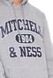 Moletom Flanelado Fechado Mitchel & Ness Logo Cinza - Marca Mitchell & Ness