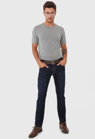 Calça Jeans Calvin Klein Slim Pespontos Azul-Marinho