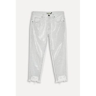 Calca Jeans Boyfriend Shine Reversa Off-white