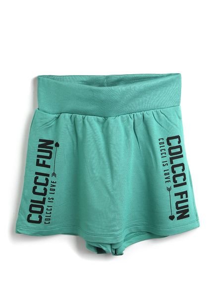 Short Saia Colcci Fun Menina Lettering Verde - Marca Colcci Fun