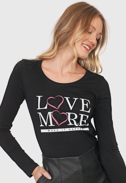 Blusa Malwee Lettering Preta - Marca Malwee