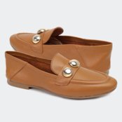 Mocassim Loafer Couro Villa Griffe Anne Ball Camel - Marca Villa Griffe