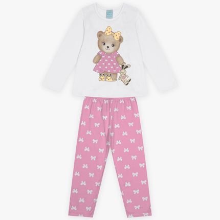 Pijama Infantil Menina Kyly Brilha no Escuro Branco - Marca Kyly