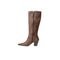 Bota Feminina Bico Fino Cano Longo Couro Salto 6 cm Camel - Marca Spinelli