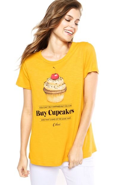 Camiseta Colcci Comfort Cupcakes Amarela - Marca Colcci