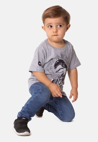 Camiseta HD Infantil Estampada Cinza Mescla