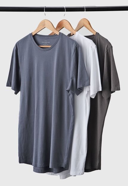 Kit 3pçs Camiseta Cotton On Lisa Azul-Marinho/Branco - Marca Cotton On
