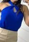 Blusa Cruzada Crepe Duna Luare  Azul - Marca Cia do Vestido