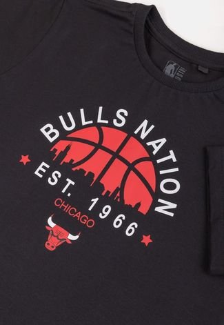 Camiseta NBA Juvenil City Nation Chicago Bulls Preta