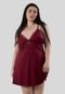 Camisola Plus Size Diluxo Liganete Lisa Detalhe em Renda Vinho - Marca Diluxo