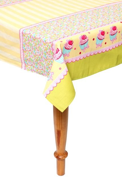 Toalha de Mesa Teka Basic Cupcake Amarelo - Marca Teka