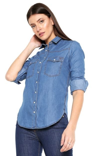 Camisa Jeans Dudalina Bolsos Azul - Marca Dudalina