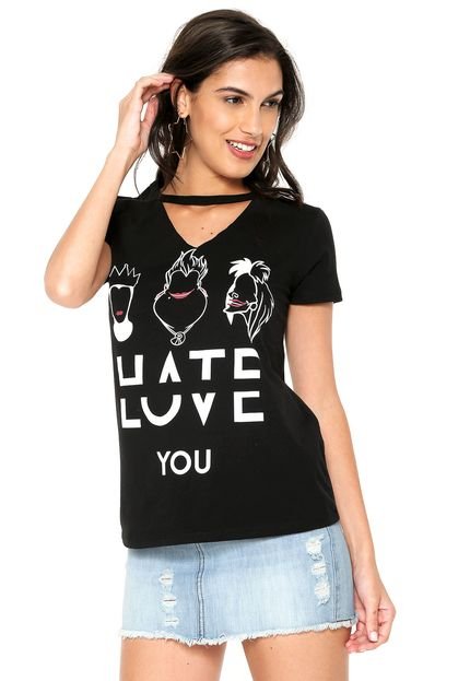 Blusa Cativa Hate Love Preta - Marca Cativa Disney