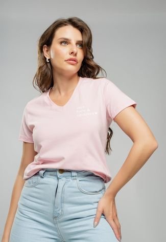 T-Shirt Gola V Seja Forte Salvatore Fashion Rosa