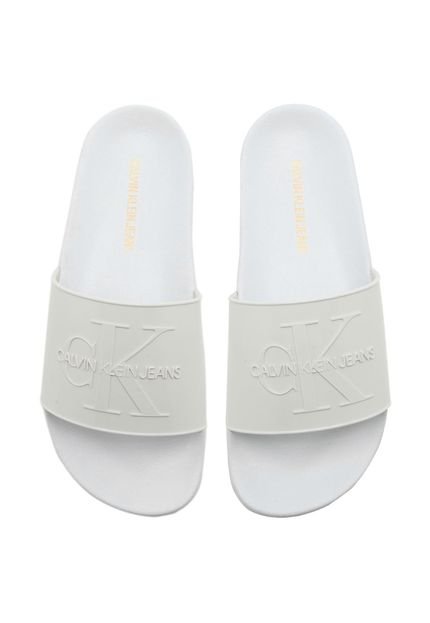 Rasteira Slide Calvin Klein Logo Branco - Marca Calvin Klein