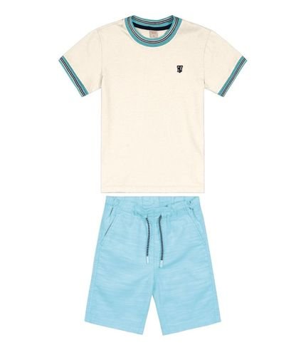 Conjunto Infantil Camiseta Com Bermuda Trick Nick Bege - Marca Trick Nick