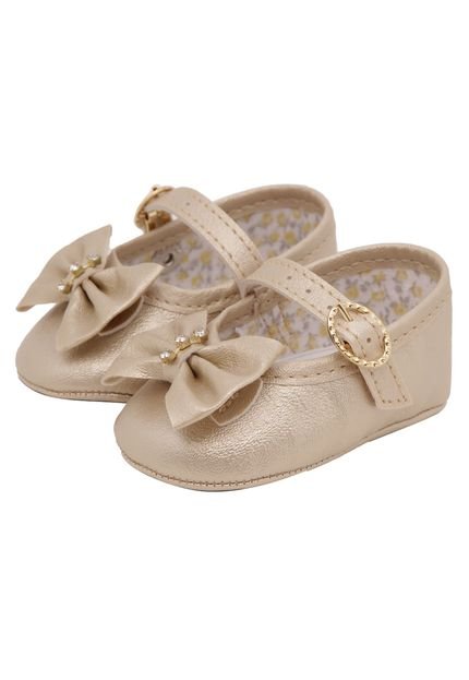 Sapato Pimpolho Infantil Laço Dourado - Marca Pimpolho