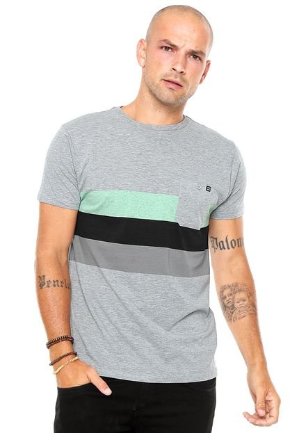Camiseta Billabong Stripe Cinza/Verde/Preta - Marca Billabong