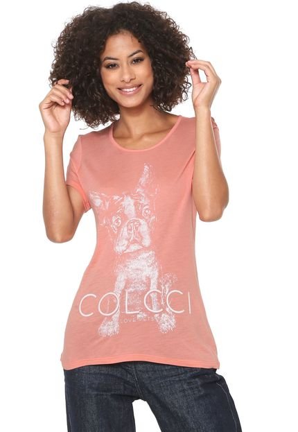 Camiseta Colcci Love Pets Coral - Marca Colcci
