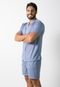 Pijama 4 Estações Masculino Adulto Com Botão Aberto Short Curto Verão Conforto Azul Claro - Marca 4 Estações