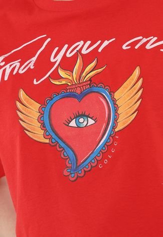 Camiseta Cropped Colcci Find Your Crush Vermelha