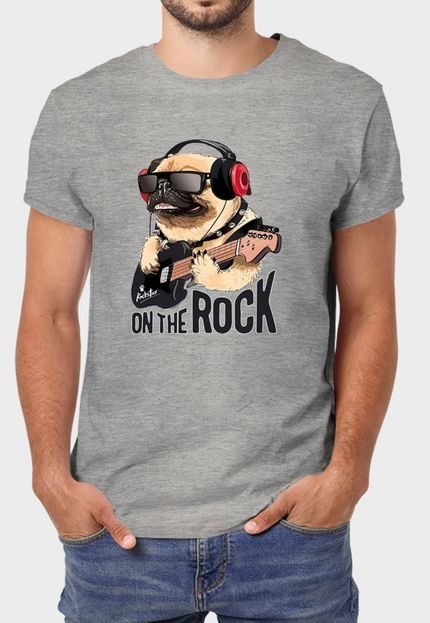 Camiseta Masculina Cinza Pug Rock Algodão Premium Benellys - Marca Benellys
