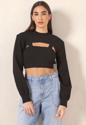 Trendyol Collection Blusa Cropped Tricot Trendyol Textura Laranja