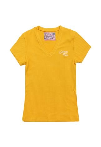 Camiseta Colcci Fun Menina Escrita Amarela