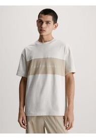Camiseta Con Monograma Hombre Beige Calvin Klein