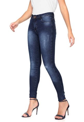 Calça Jeans GRIFLE COMPANY Skinny Destroyed Azul-marinho