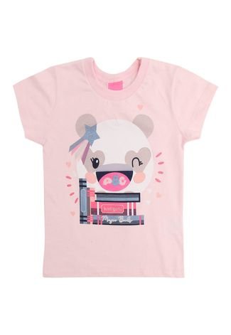 Camiseta Kamylus Infantil Urso Rosa