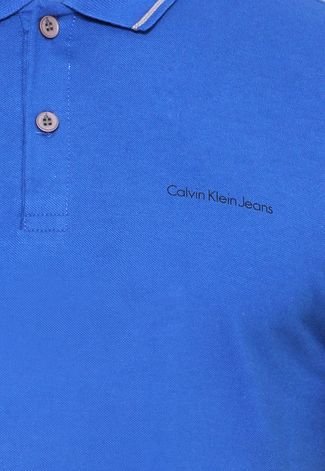 Camisa Polo Calvin Klein Jeans Piquê Azul